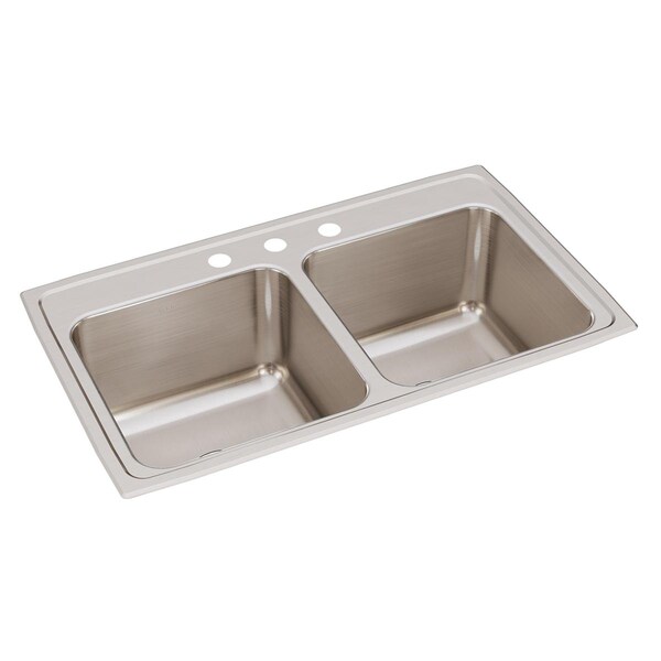 Lustertone Ss 33X19.5X10.1 Equal Double Bowl Drop-In Sink W/ Quick-Clip